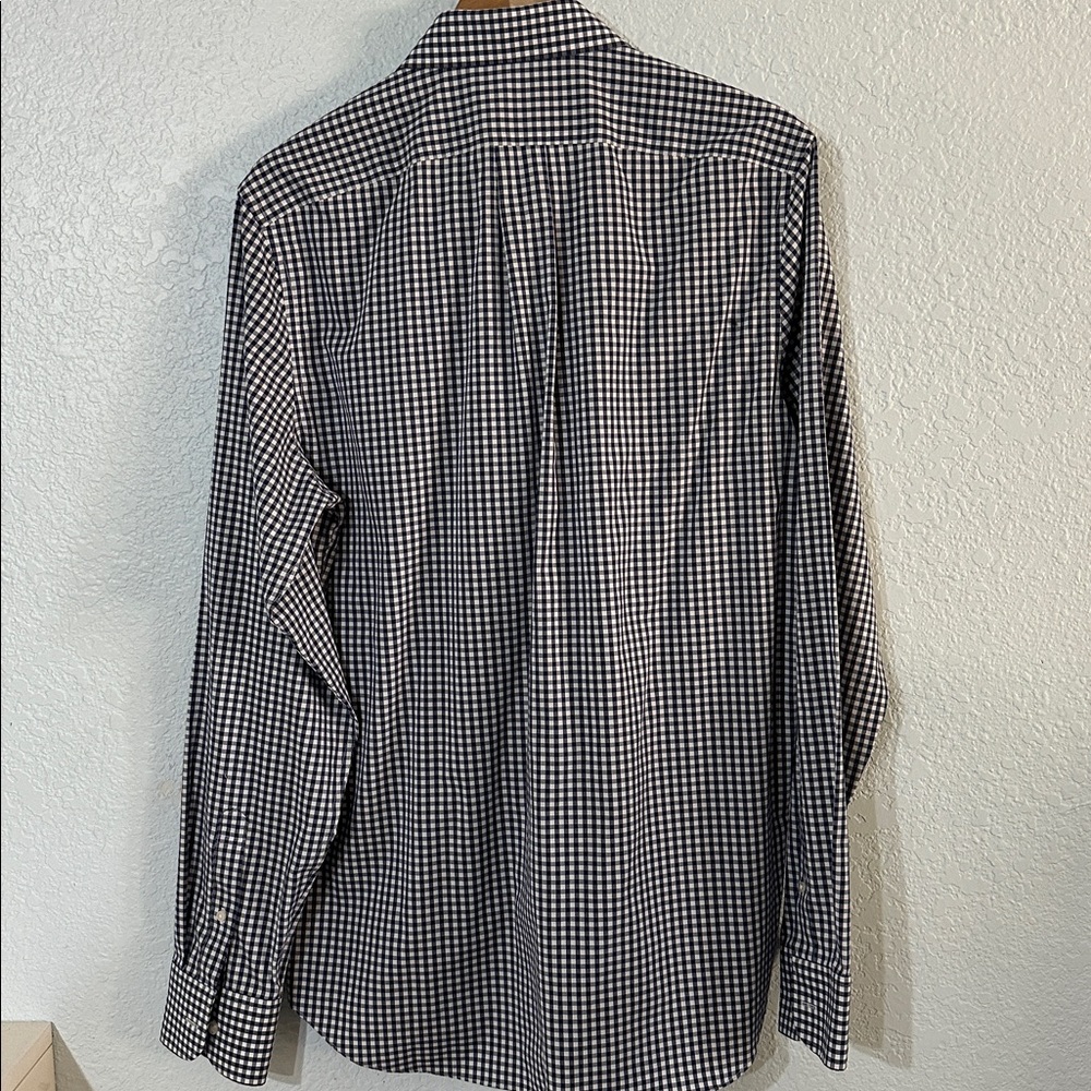 J. Crew Men Button Down Navy White Checkered Gingham Shirt - Picture 5 of 7